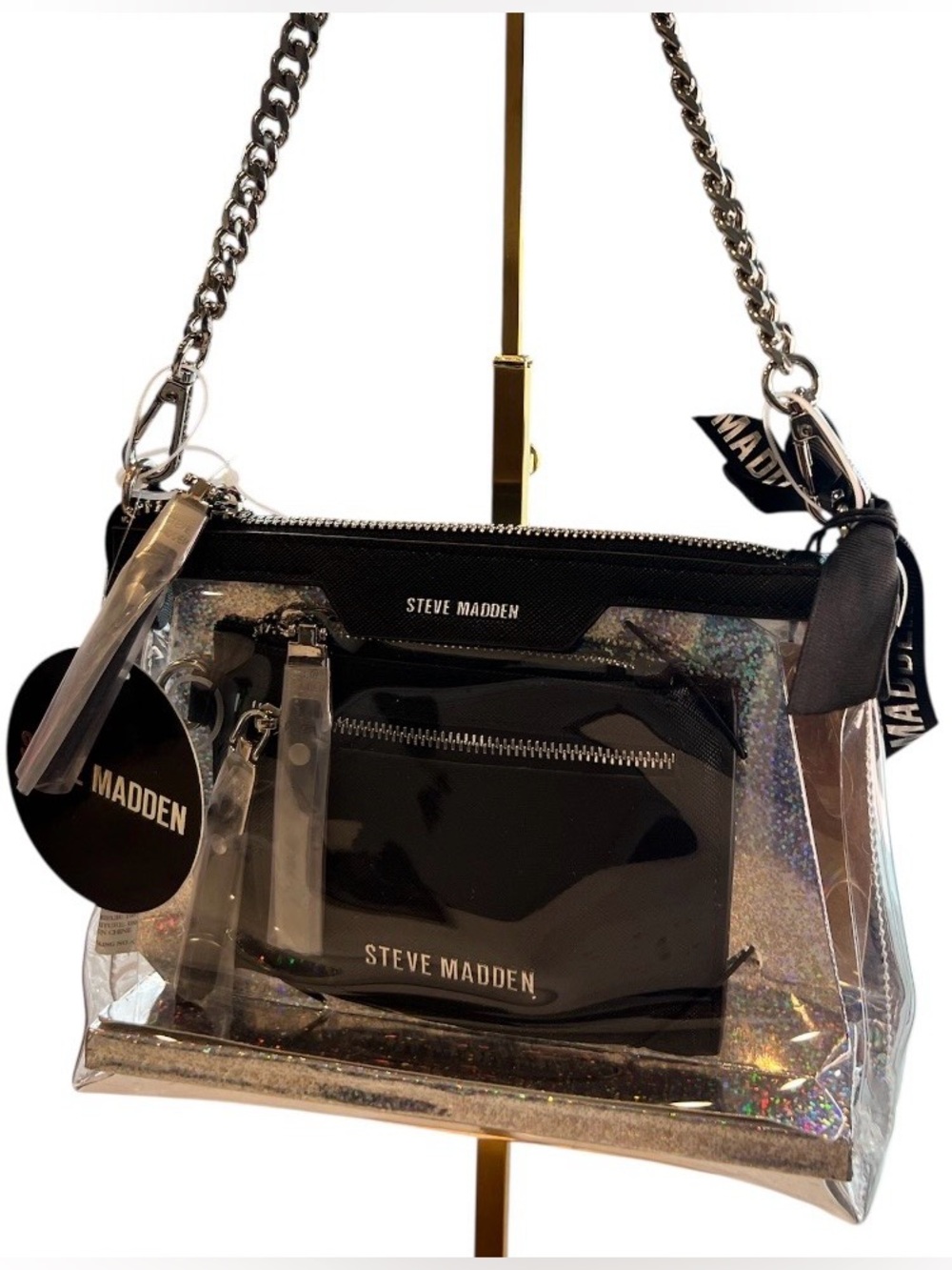 Steve Madden Clear Crossbody with Black wristlet NWT